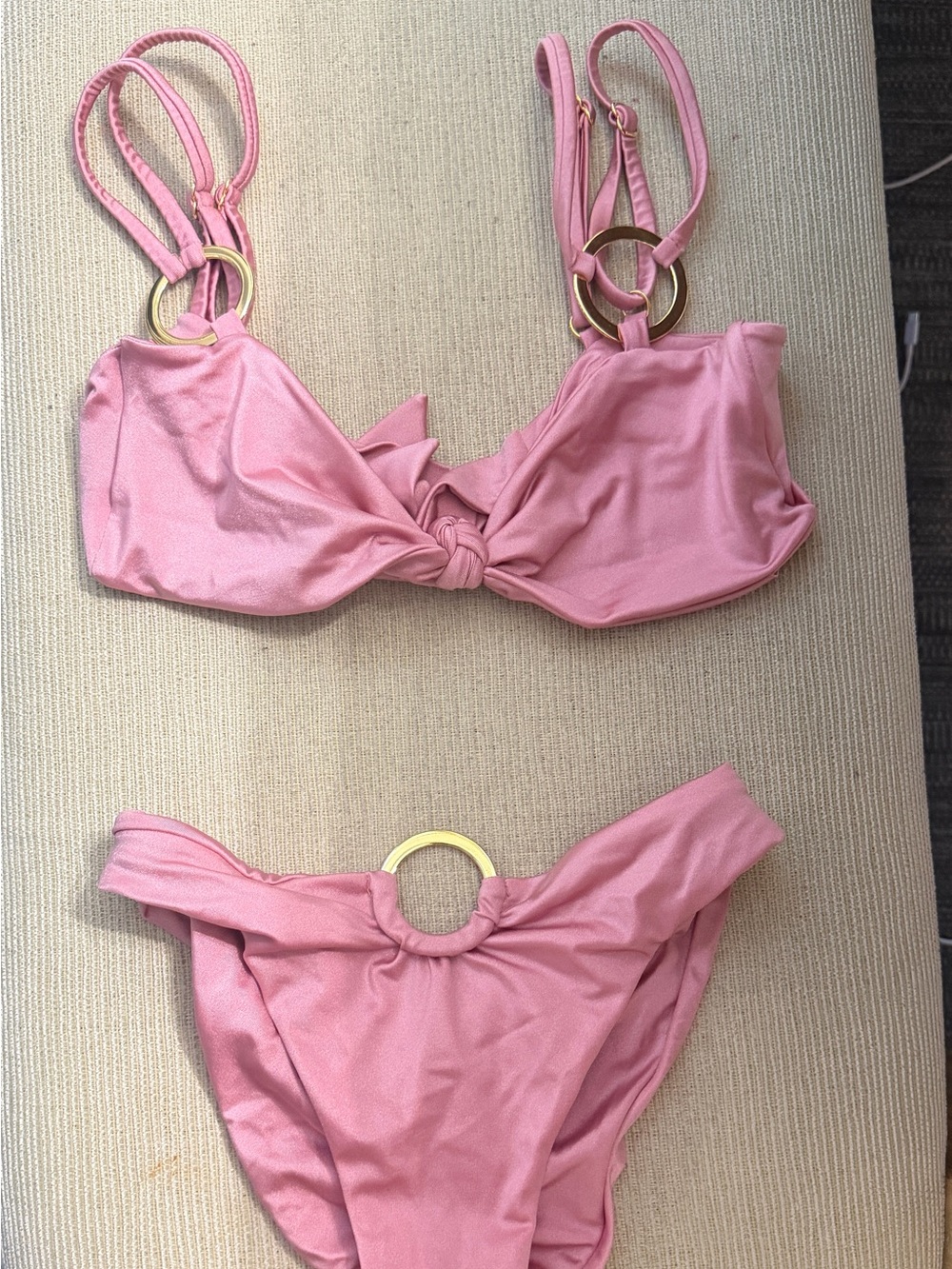 Pink Ring-Detail Bikini Set